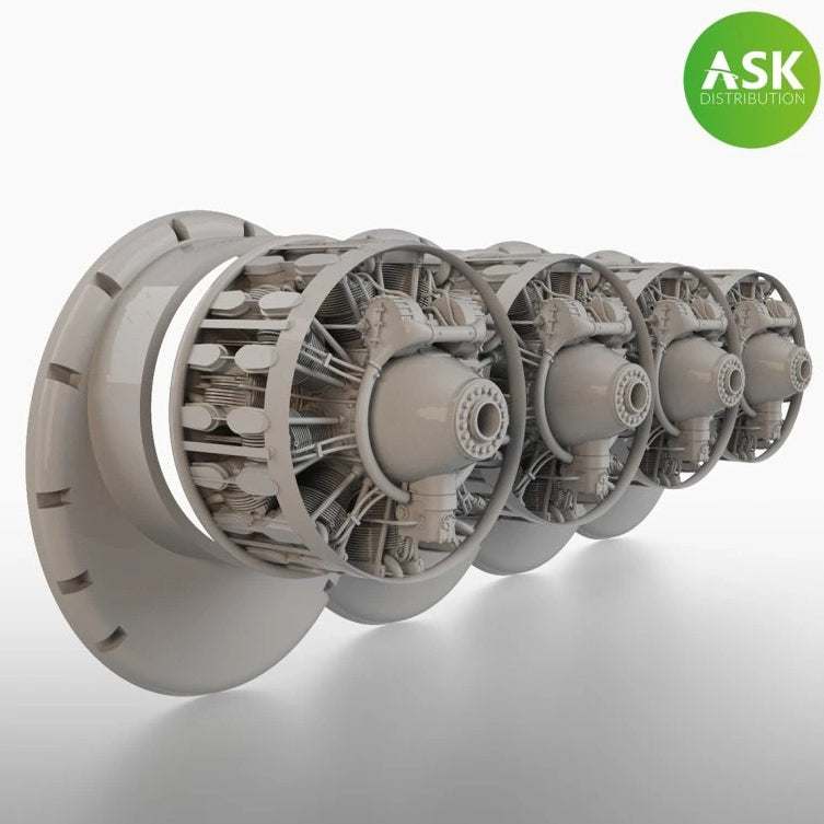 Art Scale 200-A48070 1:48 Boeing B-29 Superfortress - Wright R-3350-57 Cyclone , engine x 4 pcs.evell kits)This improved version of the R-3350 engine was the most widely used powerplant for the B-29.Improvements: