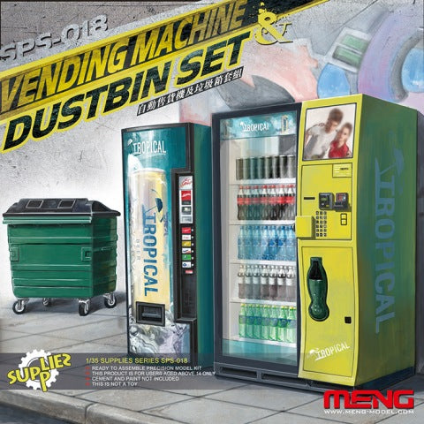 Meng Model SPS-018 1:35 Scale Vending Machine & Dustbin Set