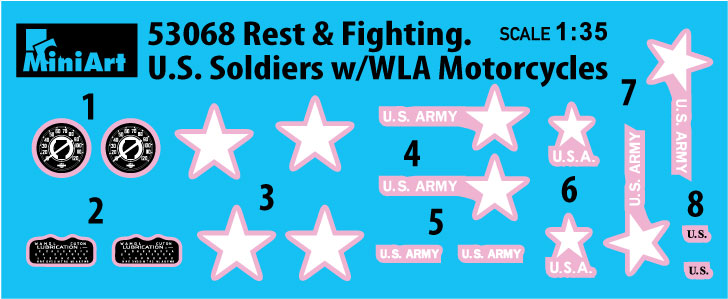 MiniArt 53068 1:35 Rest & Fighting U.S. Soldiers with WLA Motorcycles
