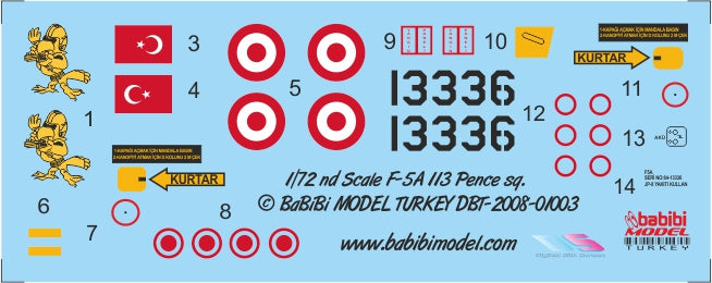 Babibi Models DBT-01003 1:72 Northrop F-5A TALON SQ. TURAF