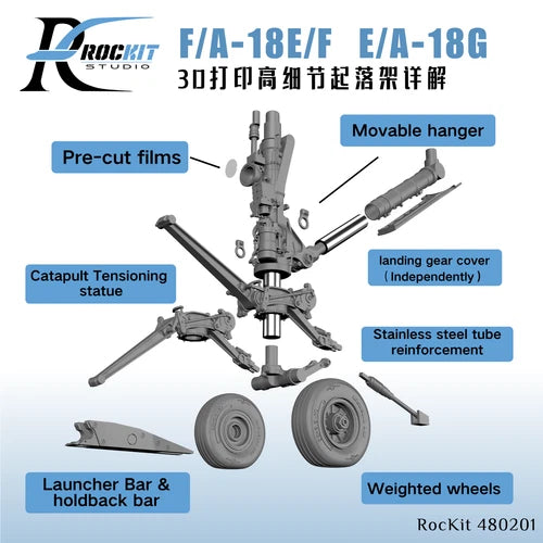 Rockit Studio RS480201H 1:48 Boeing E/A-18E/E/A-18E/E/A-18F Super Hornet landing gear with wheels