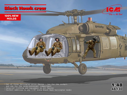 ICM 48130 1:48 Sikorsky UH-60 Black Hawk crew x 3 figures