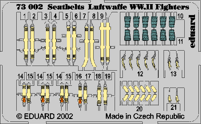 Eduard 73002 1:72 Luftwaffe fighter seatbelts PRE-PAINTED IN COLOUR!