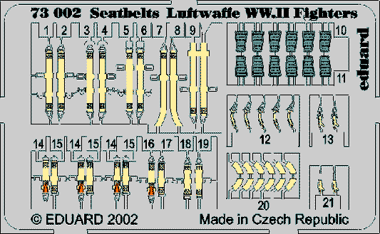 Eduard 73002 1:72 Luftwaffe fighter seatbelts PRE-PAINTED IN COLOUR!