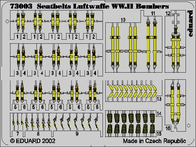 Eduard 73003 1:72 Luftwaffe bomber seatbelts PRE-PAINTED IN COLOUR!