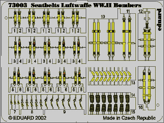 Eduard 73003 1:72 Luftwaffe bomber seatbelts PRE-PAINTED IN COLOUR!