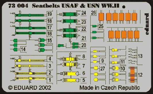 Eduard 73004 1:72 USAF and USN WWII seatbelts PRE-PAINTED IN COLOUR!