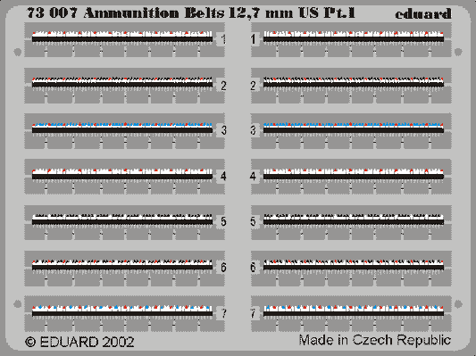 Eduard 73007 1:72 Ammunition belts 12,7mm USAF PRE-PAINTED IN COLOUR