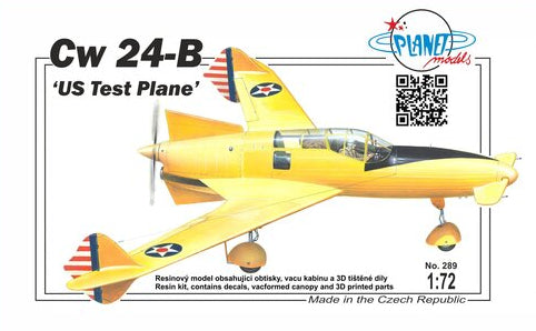 Planet Models 289 1:72 Curtiss CW-24 B - US Test Plane