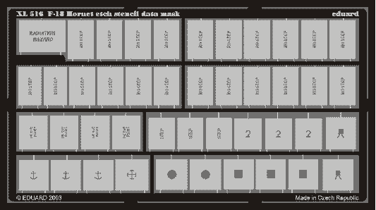 Eduard XL516 1:32 McDonnell-Douglas F/A-18C F/A-18D Hornet etched stencil data paint mask