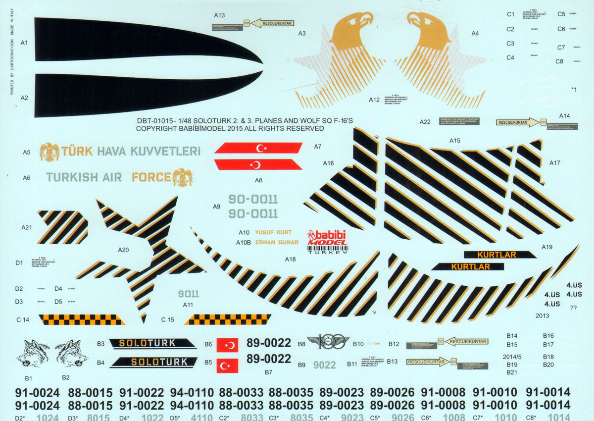Babibi Models DDT-01015 1:48 Lockheed-Martin F-16D Soloturk 2nd & 3rd plane & Wolf Squadron