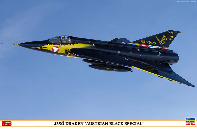 Hasegawa 07565 1:48 Saab J35O Draken Austrian Black Special Kit