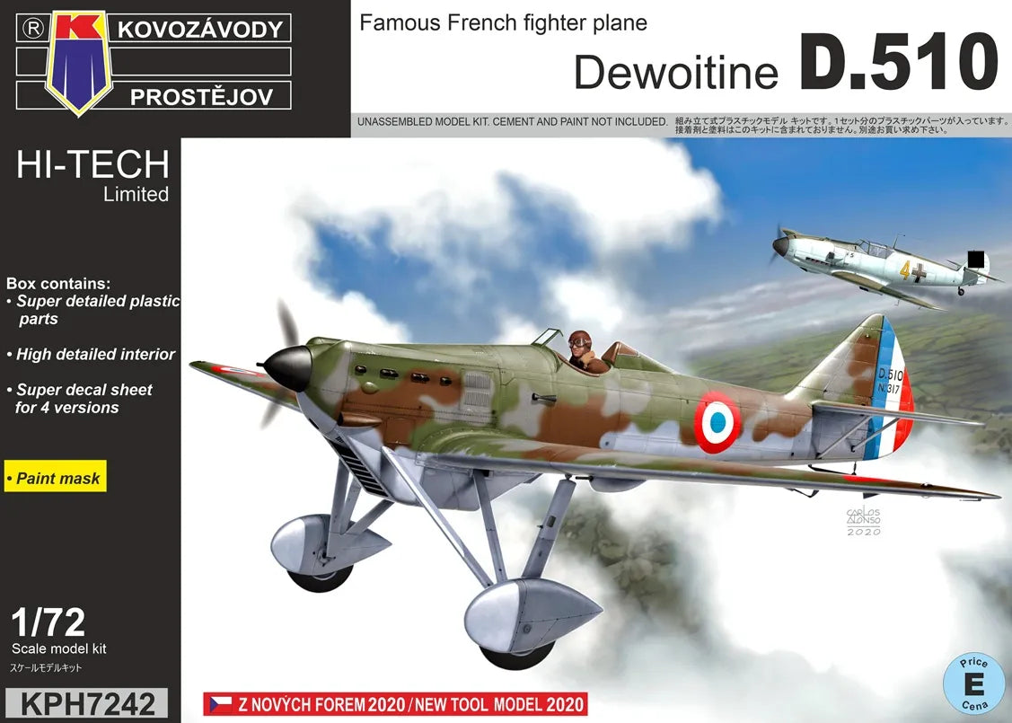 Kovozavody Prostejov KPH7242 1:72 Dewoitine D.510 incl. paint mask
