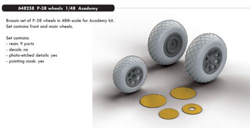Eduard Brassin 648258 1:48 Lockheed P-38J Lightning wheels with weighted tyre effect