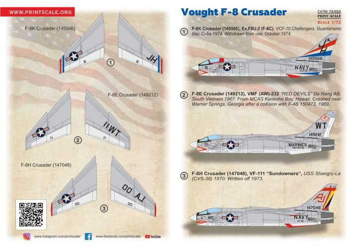 Print Scale 72552 1:72 Vought F-8 Crusader