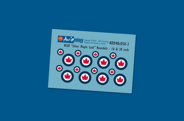 Aviaeology ADD48C050-3 1:48 RCAF 'Silver Maple Leaf' Roundels - 16 & 30 inch