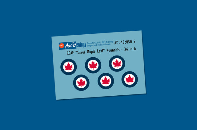 Aviaeology ADD48C050-5 1:48 RCAF 'Silver Maple Leaf' Roundels - 36 inch