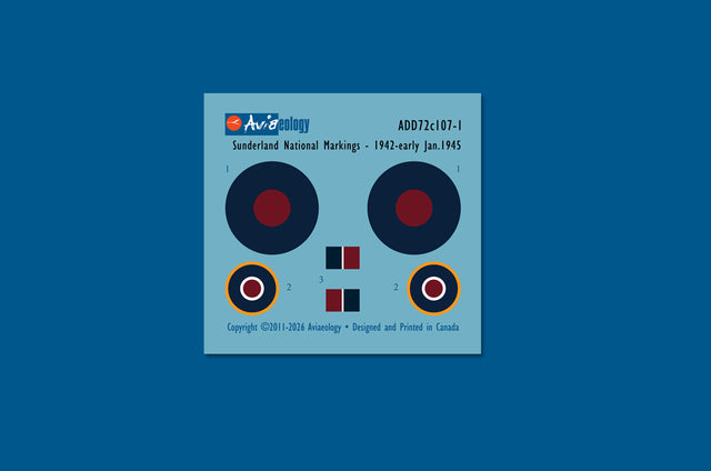Aviaeology ADD72C107-1 1:72 Short Sunderland National Markings – Standard 1942 to early January 1945