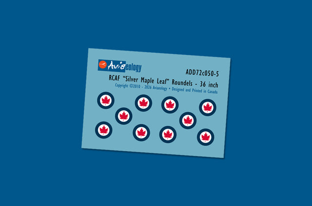 Aviaeology ADD72C050-5 1:72 RCAF 'Silver Maple Leaf' Roundels - 36 inch •