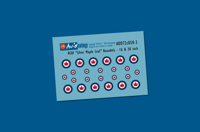 Aviaeology ADD72C050-3 1:72 RCAF 'Silver Maple Leaf' Roundels - 16 & 30 inch	Colours & Codes
