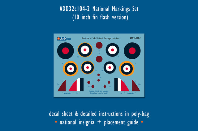 Aviaeology ADD32C104-2 1:32 Hawker Hurricane National Markings – early variation 2 (Nov. 1940 – April 1941)