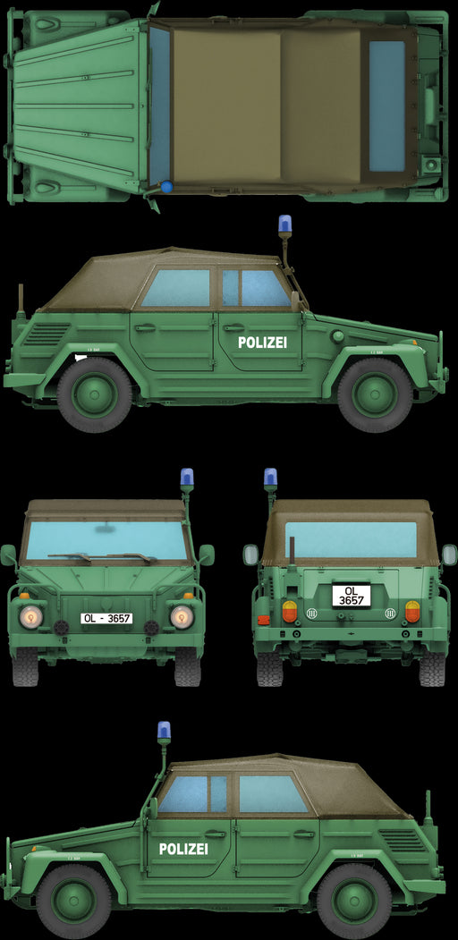 Das Werk DW35045 1:35 Kurierwagen Typ 181 - Bluelight versionHighly detailed kitScale 1:353D-printed wheels and radio unit (including handset) for superior detailClosed tarpaulin molded as a single part in clear materialFinely printed decal sheet offerin