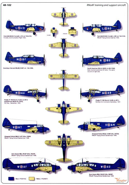 Vingtor Decals 48-102 1:48 Royal Norwegian Air Force Training and Support Aircraft
