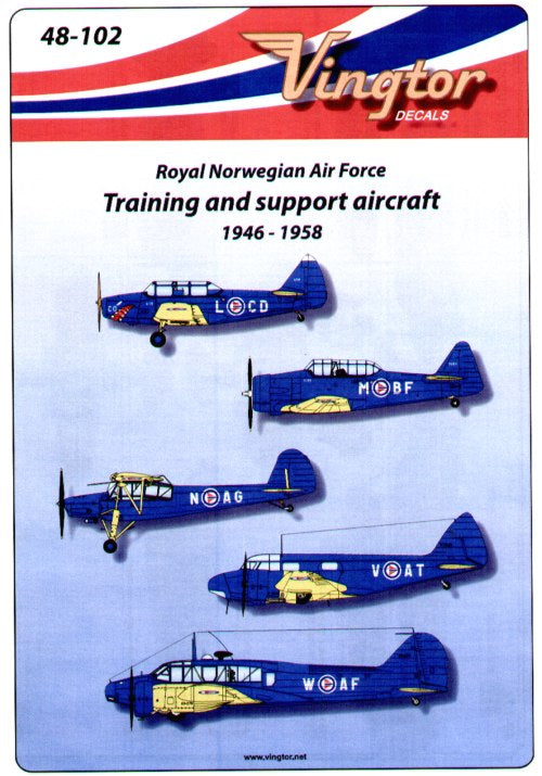 Vingtor Decals 48-102 1:48 Royal Norwegian Air Force Training and Support Aircraft