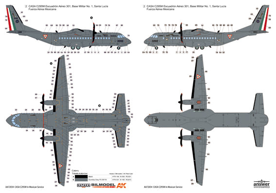 Answer 72034 1:72 CASA C295M 'Mexican Navy and Army' 3 schemes