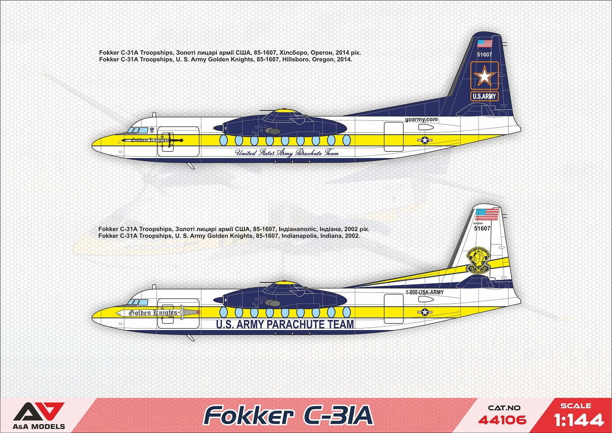 A & A Models 44106 1:144 Fokker C-31A ('Golden Knights' parachute team)