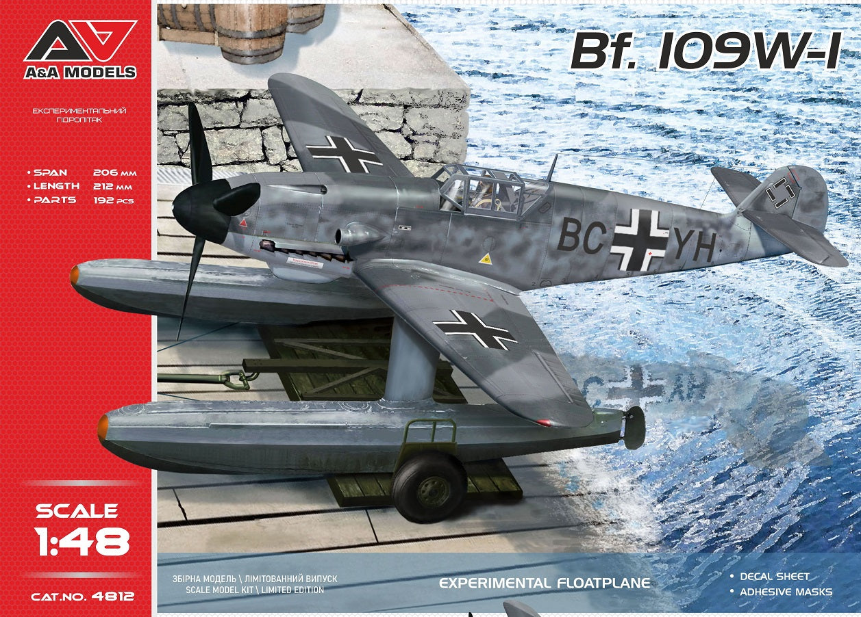 A & A Models 4812 1:48 Messerschmitt Bf-109W-1 float plane (+rolling/beaching/landing carriage)