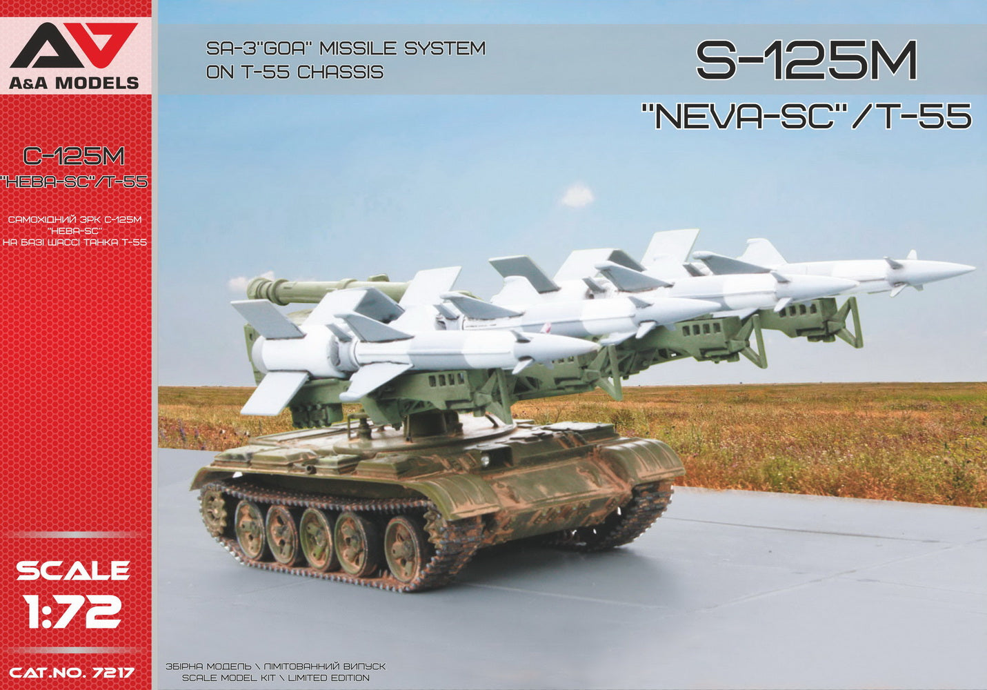 A & A Models 7217 1:72 SA-3 âGOAâ (S-125 M âNeva-SCâ) Missile System on T-55 Chassis