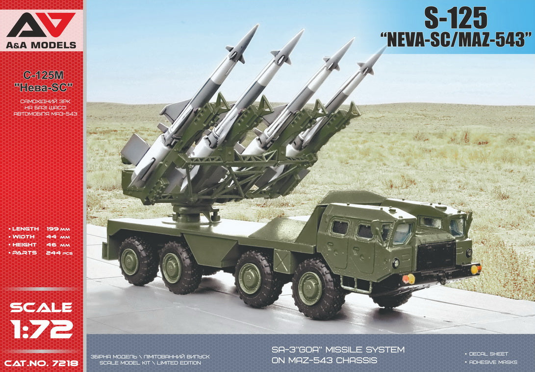 A & A Models 7218 1:72 S-125 'Neva -SC' Missile System on MAZ-543 Chassis