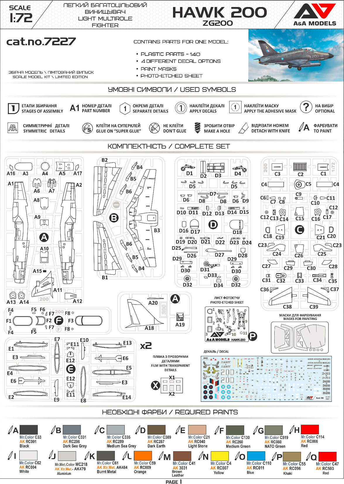 A & A Models 7227 1:72 British Aerospace Hawk 200 reg ZG200