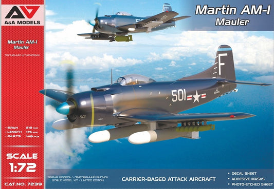 A & A Models 7239 1:72 Martin AM-1 Mauler (Late Version) Carrier-Based US Attack Aircraft