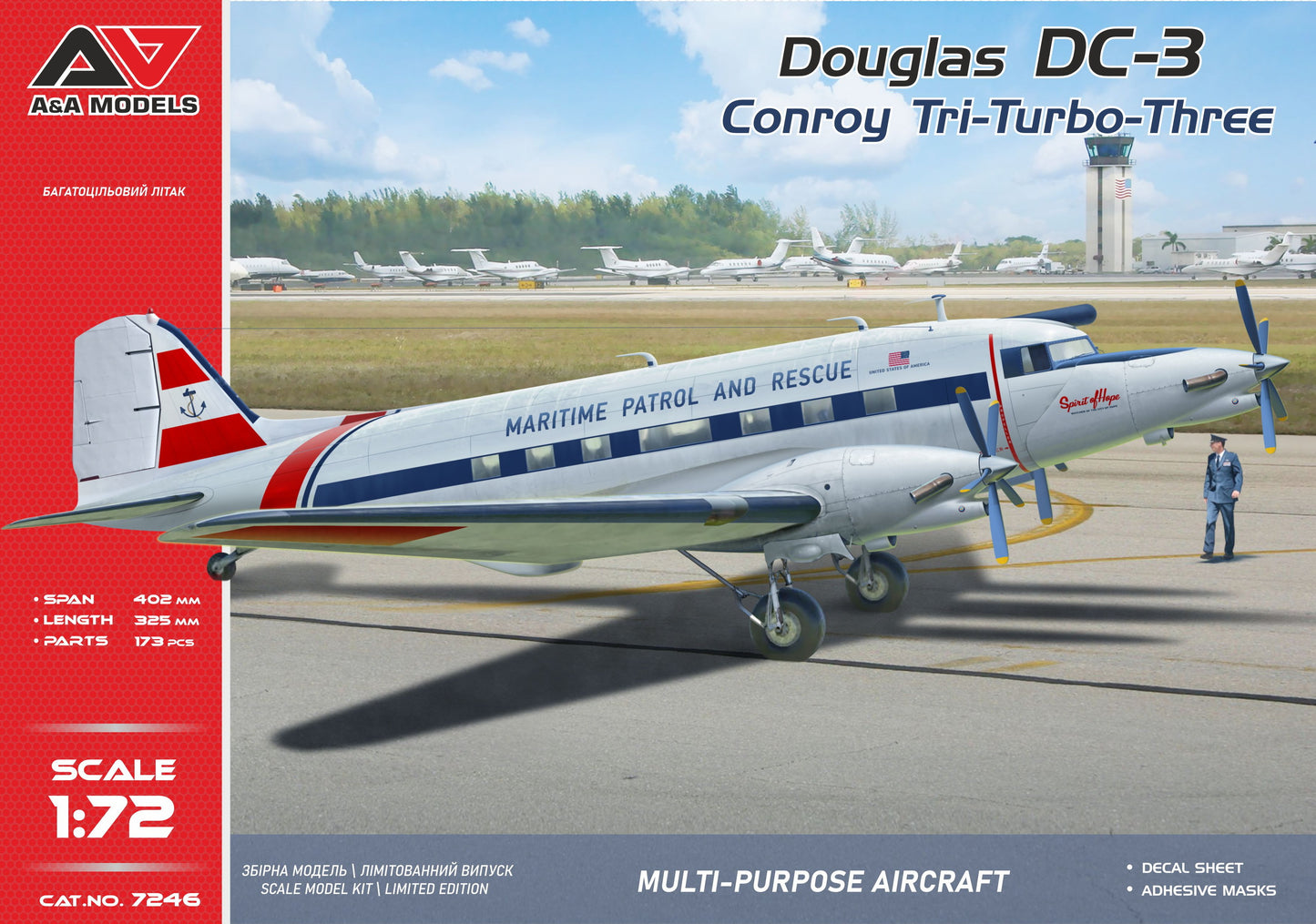 A & A Models 7246 1:72 Conroy Tri-Turbo-3 (DC-3 Trimotor)