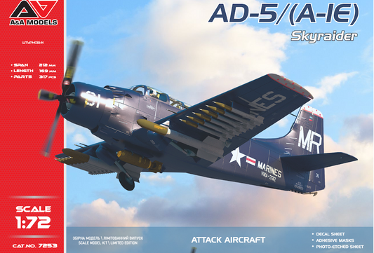 A & A Models 7253 1:72 Douglas AD-5/A-1E 'SkyRaider' attack aircraft (US NAVY)