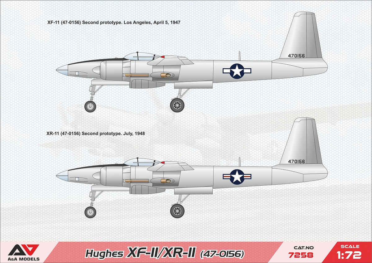 A & A Models 7258 1:72 Hughes XF-11/XR-11 experimental reconnaisance aircraft (#47-0156)