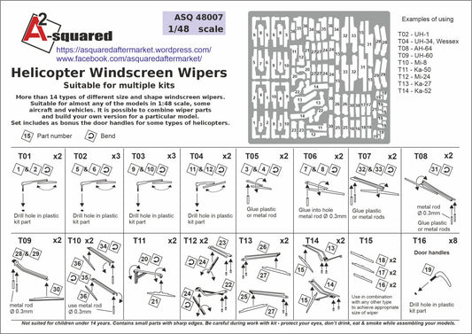 A-Squared AASQ48007 1:48 Helicopter Windscreen Wipers