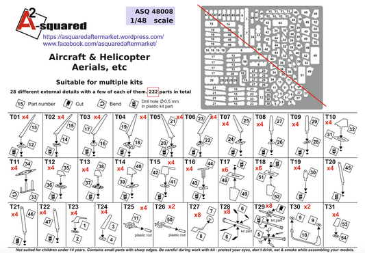 A-Squared AASQ48008 1:48 Aircraft & Helicopter Aerials, etc.