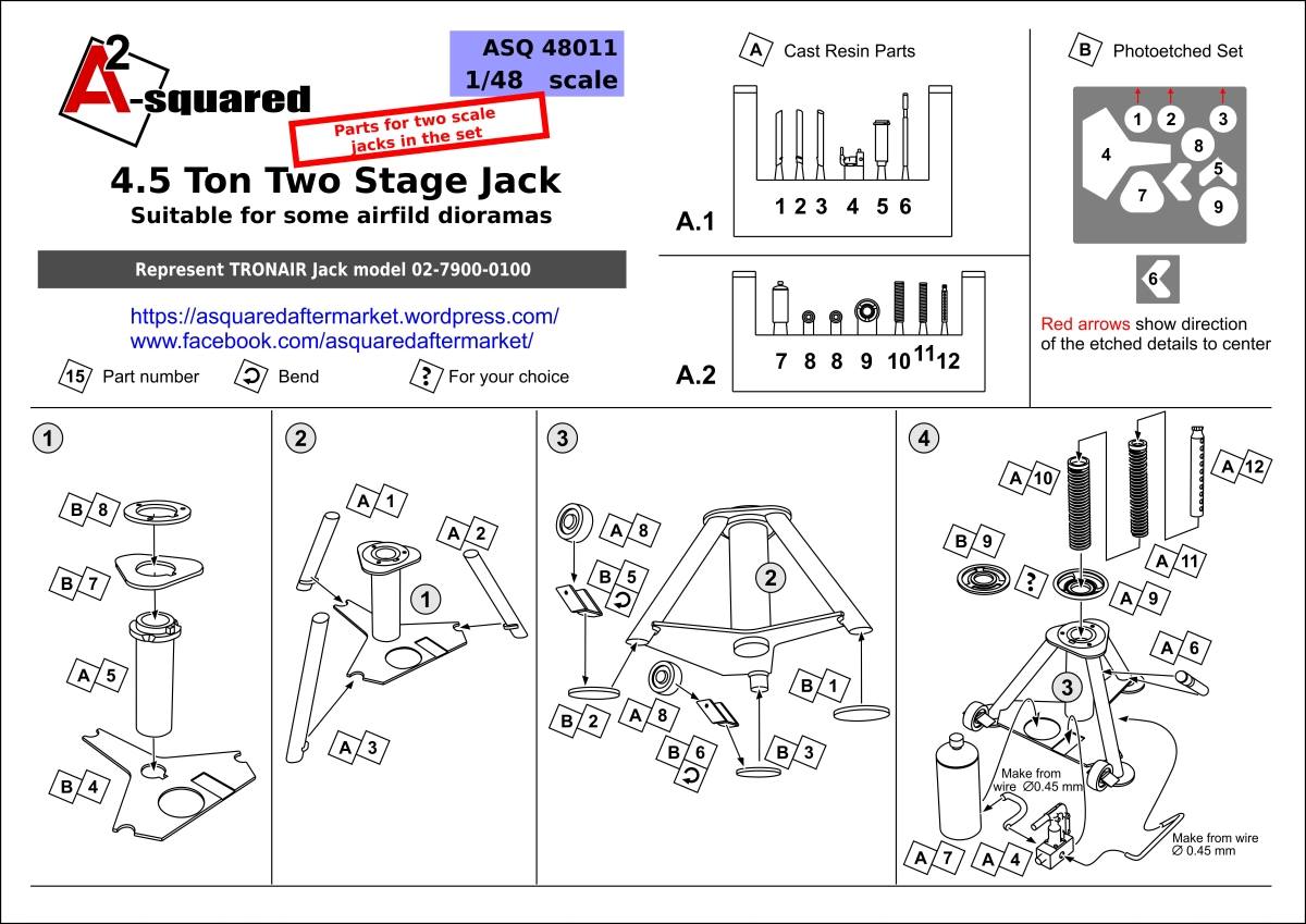 A-Squared AASQ48011 1:48 4.5 Ton Two Stage Jack Multi-Medium Set