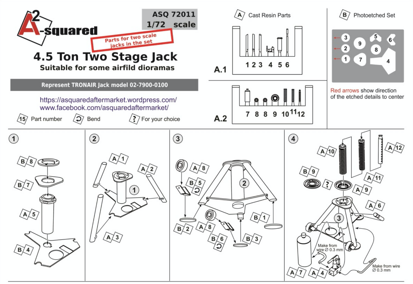 A-Squared AASQ72011 1:72 4.5 Ton Two Stage Jack Multi-Medium Set