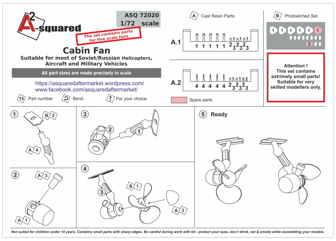 A-Squared AASQ72020 1:72 Cabin Fan Multi-Medium Set