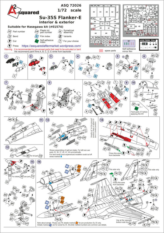 A-Squared AASQ72026 1:72 Sukhoi Su-35S Flanker-E Interior & Exterior