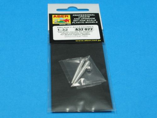 Aber A32022 1:32 Set of 2 Barrels for Hispano 20mm Machine Cannons for British Fighter Supermarine Spitfire