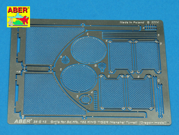 Aber 35G13 1:35 Grilles for Pz.Kpfw.VI King Tiger Sd.Kfz.182 (Henschel Turret)
