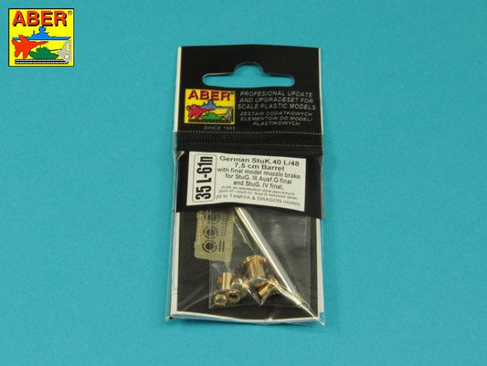 Aber 35L061N 1:35 German StuK.40 L/48 7,5cm Barrel with Final Muzzle Brake for StuG.III Ausf.G Final & StuG.IV Late