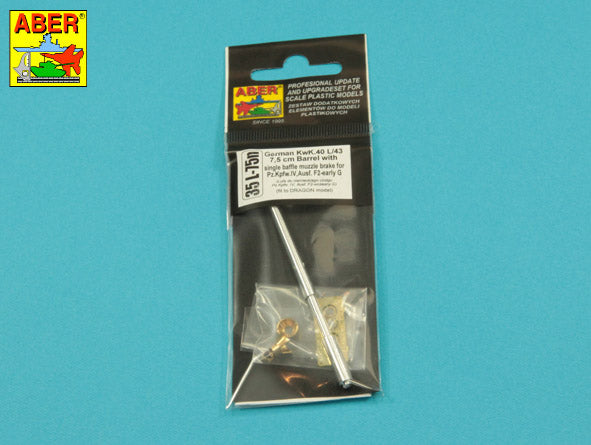 Aber 35L075N 1:35 German 75mm Barrel Single Baffle Muzzle for Pz.Kpfw.VI Ausf.F2; Early G