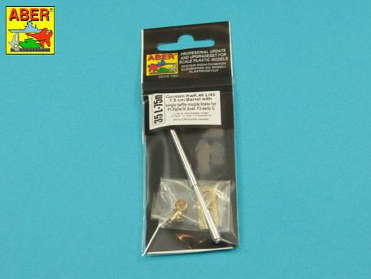 Aber 35L075N 1:35 German 75mm Barrel Single Baffle Muzzle for Pz.Kpfw.VI Ausf.F2; Early G