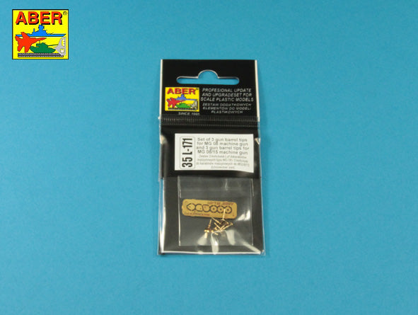 Aber 35L171 1:35 Set of Gun Barrel Tips for MG 08 (3pcs) & Barrel Tips for MG 08/15 (3pcs) Universal Set